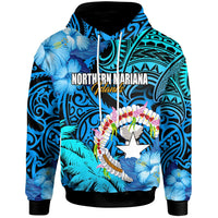 Northern Mariana Islands Hoodie CNMI Polynesian Culture with Hibicus Tropical Flower LT10 - Wonder Print Shop