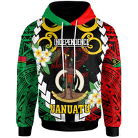 Vanuatu Hoodie Custom Vanuatu Independence Anniversary Plumeria Flower and Polynesian Patterns Hoodie LT10 - Wonder Print Shop