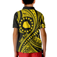 Custom Mangaia Cook Islands Polo Shirt Gold Polynesian Wave Style - Wonder Print Shop