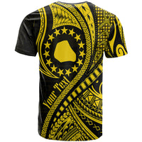 Custom Mangaia Cook Islands T Shirt Gold Polynesian Wave Style - Wonder Print Shop