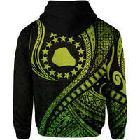 Mangaia Cook Islands Hoodie Green Polynesian Wave Style - Wonder Print Shop