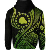 Custom Personalised Mangaia Cook Islands Hoodie Green Polynesian Wave Style - Wonder Print Shop