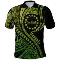 Custom Mangaia Cook Islands Polo Shirt Green Polynesian Wave Style - Wonder Print Shop