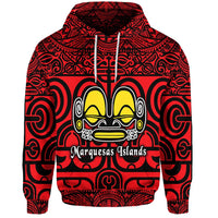 Custom Marquesas Islands Hoodie Marquesan Tattoo Simple Style Red LT8 - Wonder Print Shop