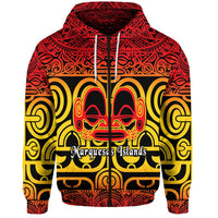 Custom Marquesas Islands Zip Hoodie Marquesan Tattoo Simple Style Gradient Red LT8 - Wonder Print Shop