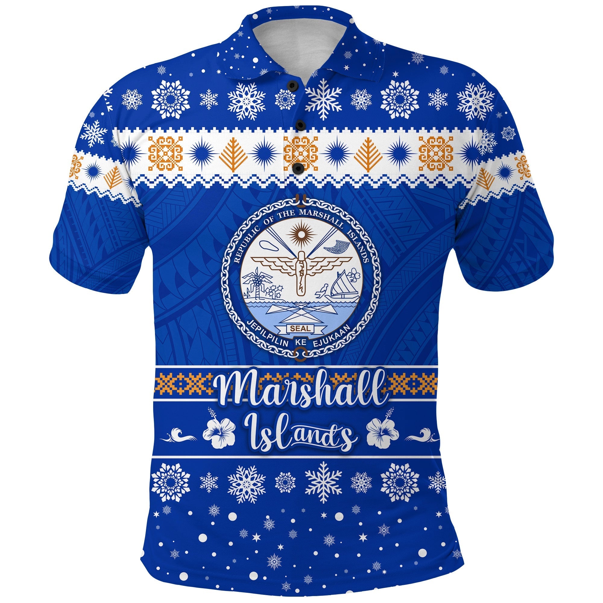 custom-personalised-marshall-islands-christmas-polo-shirt-simple-style