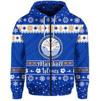 Custom Marshall Islands Christmas Zip Hoodie Simple Style LT8 - Wonder Print Shop