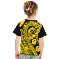 Kids gold-and-black T-shirt with crew neck and large circular geometric print (back)