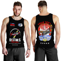 Black men's tank top with front airplane logo and back Red Angels emblem