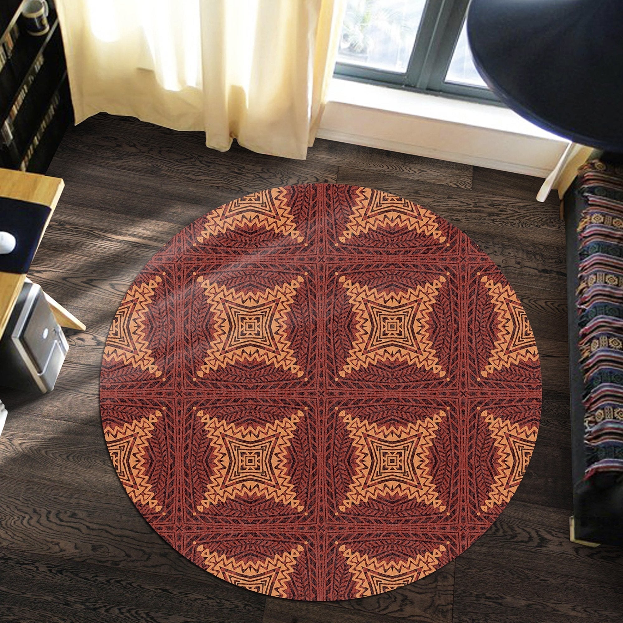 african-carpet-mix-symbol-red-kitenge-round-carpet