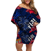 Fiji Hibiscus Off Shoulder Short Dress Hawaii Style No.2 LT6 - Wonder Print Shop