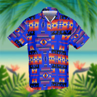 Blue Native Tribes Pattern Native American Hawaiian Shirt 3D Style Blue LT10 - Wonder Print Shop