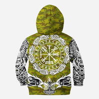 Viking Hoodie Kid Raven Of Odin and Symbol Viking On Camo Background RLT12 - Wonder Print Shop