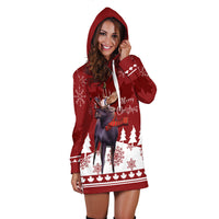 Canada Moose With Winter Birds Christmas Hoodie Dress - Wonder Print Shop