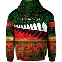 New Zealand Maori ANZAC Hoodie Poppy Vibes Green LT8 - Wonder Print Shop