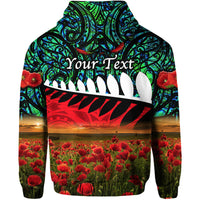 Custom New Zealand Maori ANZAC Hoodie Poppy Vibes Turquoise LT8 - Wonder Print Shop