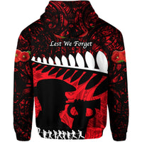 New Zealand Maori ANZAC Hoodie Remembrance Soldier Red LT8 - Wonder Print Shop