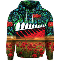 New Zealand Maori ANZAC Hoodie Poppy Vibes Turquoise LT8 - Wonder Print Shop