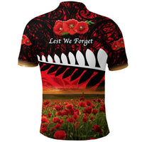 New Zealand Maori ANZAC Polo Shirt Poppy Vibes Red LT8 - Wonder Print Shop