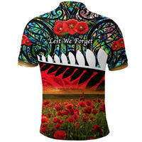 New Zealand Maori ANZAC Polo Shirt Poppy Vibes Paua Shell LT8 - Wonder Print Shop