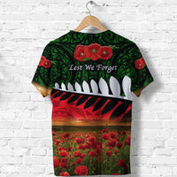 New Zealand Maori ANZAC T Shirt Poppy Vibes Green LT8 - Wonder Print Shop