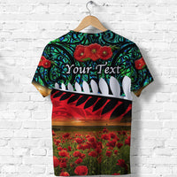 Custom ANZAC New Zealand T Shirt Poppy Vibes Turquoise LT8 - Wonder Print Shop