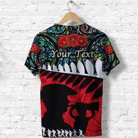 Custom ANZAC New Zealand T Shirt Remembrance Soldier Paua Shell LT8 - Wonder Print Shop