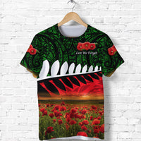 New Zealand Maori ANZAC T Shirt Poppy Vibes Green LT8 - Wonder Print Shop
