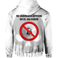 El Salvador Zip Hoodie No Al Bitcoin Skull Style White LT8 - Wonder Print Shop