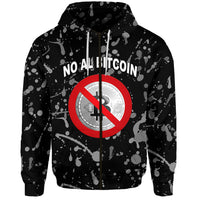 El Salvador Zip Hoodie No Al Bitcoin Art Style Black LT8 - Wonder Print Shop