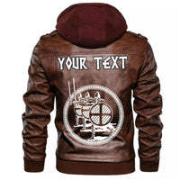 (Custom) Wonder Print Shop - Northern Warriors Berserkers With Swords And Shields Leather Jacket RLT12 - Wonder Print Shop