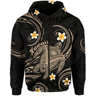 Custom Hawaii Hoodie Hawaiian Turtle Plumeria Mixed Polynesian Nude Style - Wonder Print Shop