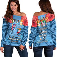 Fiji 1970 Off Shoulder Sweater Happy 52 Years Independence Anniversary - Wonder Print Shop