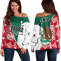 Happy Mexico Fathers Day Off Shoulder Sweater Mexican Aztec Pattern - Wonder Print Shop