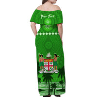 Personalised Bula Fiji Matching Hawaiian Shirt And Dress Fijian Tapa with Palm Tree Green LT13 - Wonder Print Shop