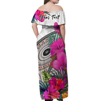 custom-personalised-fiji-tapa-off-shoulder-long-dress-fijian-masi-be-loved-pink-hibiscus