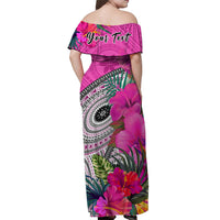 custom-personalised-fiji-tapa-off-shoulder-long-dress-pink-fijian-masi-be-loved-hibiscus