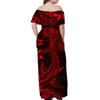 Polynesian Matching Hawaiian Shirt And Dress Red Hawaiian Tribal Hammerhead Shark - Wonder Print Shop