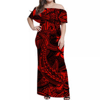 Polynesian Matching Hawaiian Shirt And Dress Red Hawaiian Tribal Hammerhead Shark - Wonder Print Shop