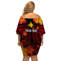 Custom Personalised Papua New Guinea Off Shoulder Short Dress PNG Bird Of Paradise Polynesian Pattern - Wonder Print Shop