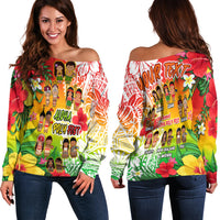 Custom Personalised Aloha Poly Fest Off Shoulder Sweater Polynesian Pattern With Tropical Flowers - Wonder Print Shop