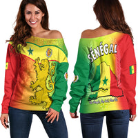 Senegal Off Shoulder Sweater Lion With Senegal Map Reggae Style - Wonder Print Shop