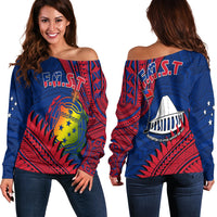 F.A.S.T Samoa Off Shoulder Sweater Samoan Coat Of Arms Polynesian Pattern - Wonder Print Shop