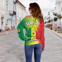 Senegal Off Shoulder Sweater Lion With Senegal Map Reggae Style - Wonder Print Shop