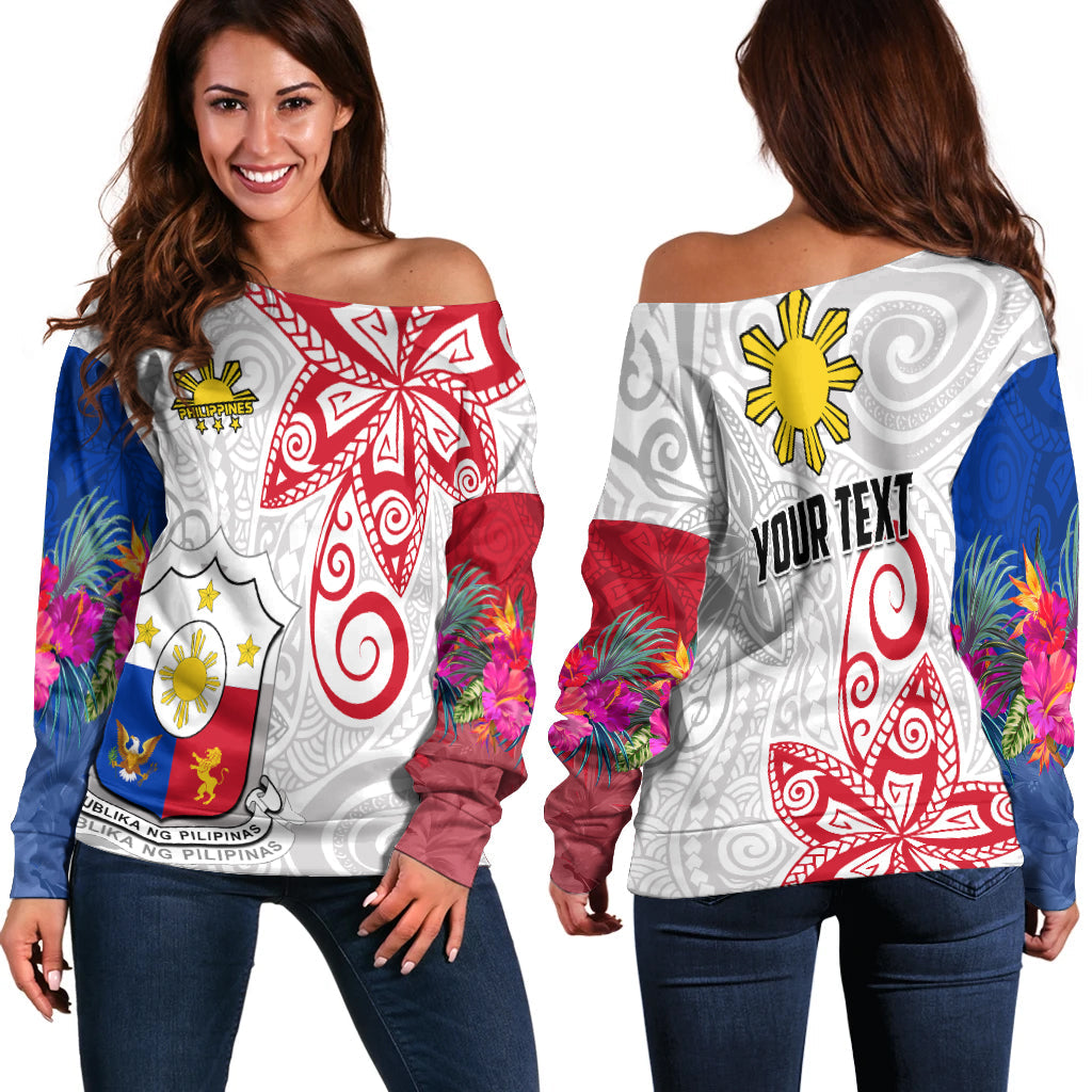 custom-personalised-philippines-off-shoulder-sweater-sun-filipino-polynesian-mix-flowers-special-vibe