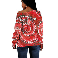 (Custom Personalised) Africa Tie Dye Off Shoulder Sweater Red Fashion LT13 - Wonder Print Shop
