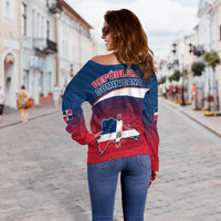 (Custom Personalised) Dominican Republic Off Shoulder Sweater Dominicana Style Sporty LT13 - Wonder Print Shop