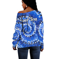 (Custom Personalised) Africa Tie Dye Off Shoulder Sweater Blue Fashion LT13 - Wonder Print Shop