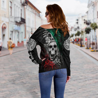 Custom Personalised Mexico Off Shoulder Sweater Skull Eagle Aztec LT13 - Wonder Print Shop