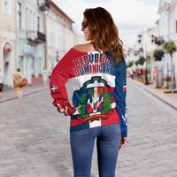 (Custom Personalised) Dominican Republic Off Shoulder Sweater Dominicana Proud Style Flag LT13 - Wonder Print Shop